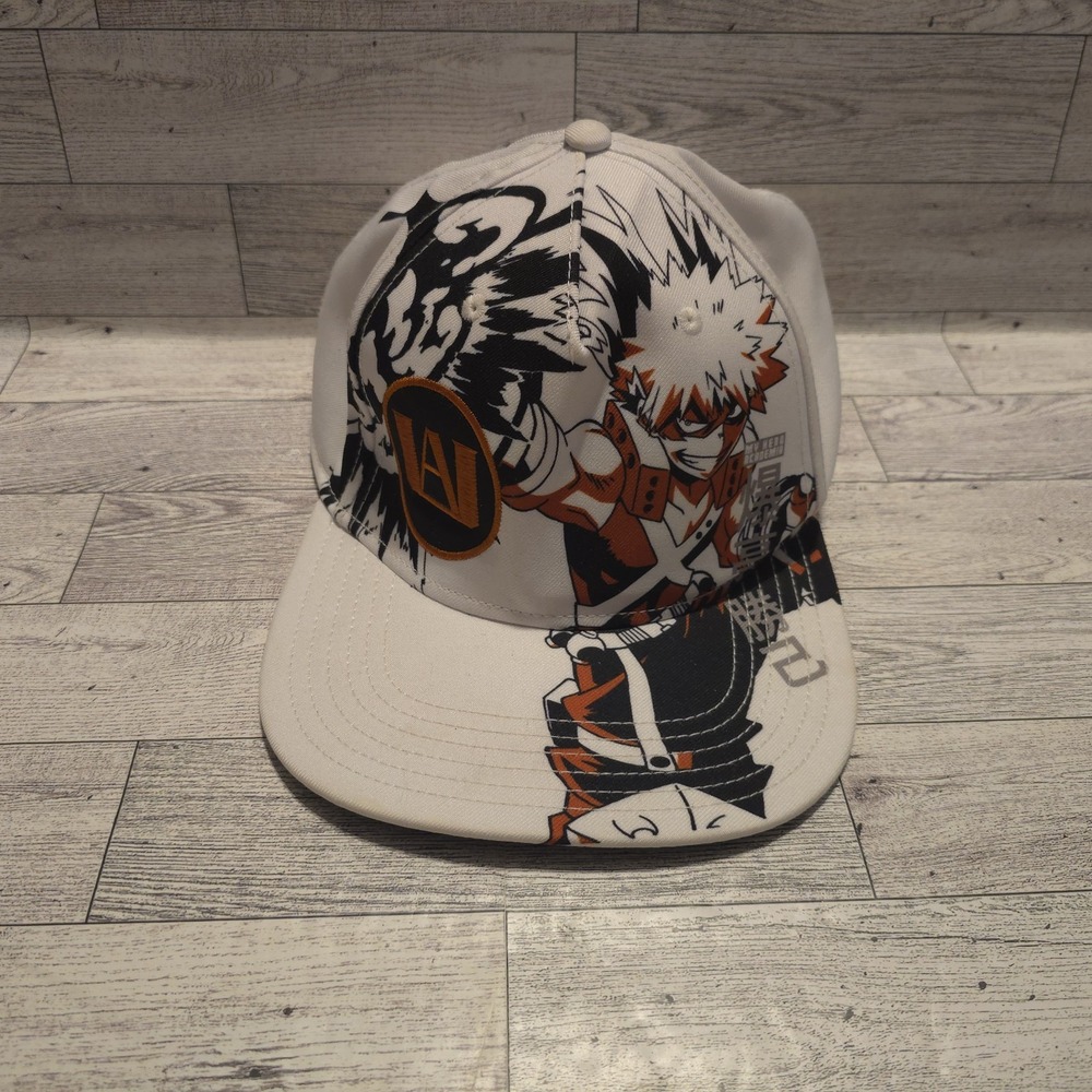 My Hero Academia Hat‎ Cap Snap Back White Orange Katsuki Bakugo Kacchan Manga